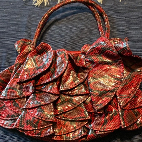 2/$20 Charming Charlie Red and Black Snakeskin Bag